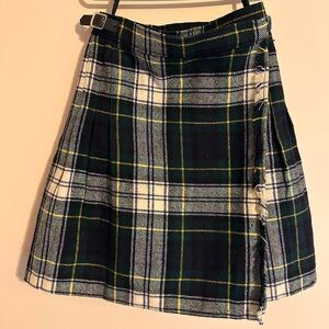 Vintage Girls Scottish Plaid Tartan Wool Skirt